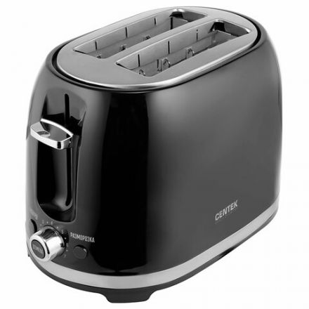 Тостер CENTEK CT-1432, 850 Вт, 2 тоста, 7 режимов, пластик, черный, CT-1432 BLACK Тостер CENTEK CT-1432, 850 Вт, 2 тоста, 7 режимов, пластик, черный, CT-1432 BLACK