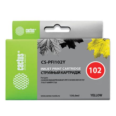 Картридж струйный CACTUS (CS-PFI102Y) для CANON iPF500/510/F600/605/650/700, желтый Картридж струйный CACTUS (CS-PFI102Y) для CANON iPF500/510/F600/605/650/700, желтый