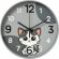 Часы настенные Котик d195мм, круг, корпус серый 2019-009