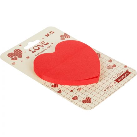 Стикеры фигурные с клеевым краем M&G Heart 71х68 мм, 60 л, цвет в ассорт