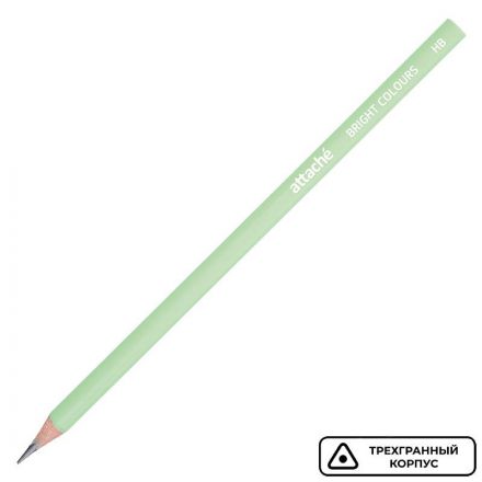 Карандаш чернографитный трехгр, Attache Bright colors, HB, зеленый корпус