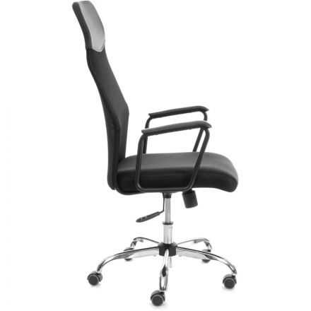 Кресло ТЧ Комус Мебель Easy Chair 619, сетка/экокожа, черный, хром Кресло ТЧ Комус Мебель Easy Chair 619, сетка/экокожа, черный, хром