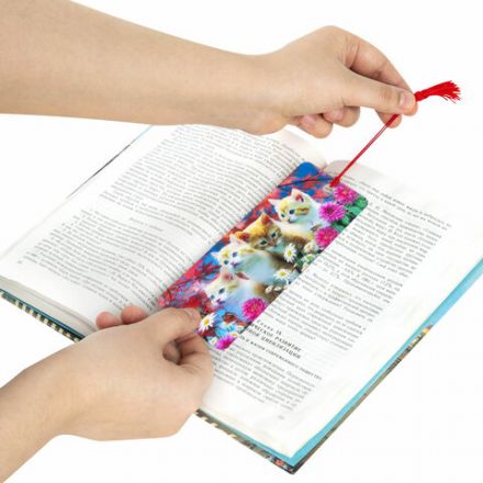 Закладка для книг с линейкой 3D ОБЪЕМНАЯ BRAUBERG, "Котята", с декоративным шнурком-завязкой, 125762 Закладка для книг с линейкой 3D ОБЪЕМНАЯ BRAUBERG, "Котята", с декоративным шнурком-завязкой, 125762