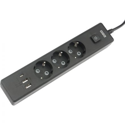 Удлинитель Power Cube, 3р с/з вык.,3USB, 3500 Вт, 16А,1.9 м, 3x1,0 (черный)