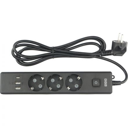 Удлинитель Power Cube, 3р с/з вык.,3USB, 3500 Вт, 16А,1.9 м, 3x1,0 (черный)