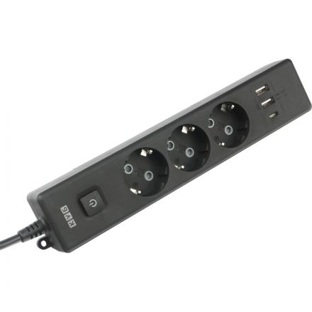 Удлинитель Power Cube, 3р с/з вык.,3USB, 3500 Вт, 16А,1.9 м, 3x1,0 (черный)