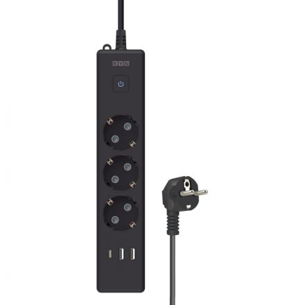 Удлинитель Power Cube, 3р с/з вык.,3USB, 3500 Вт, 16А,1.9 м, 3x1,0 (черный)