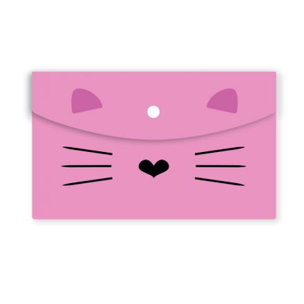 Папка-конверт на кнопке А5 №1School Kitty 2 шт/уп (1 роз., 1 черн)