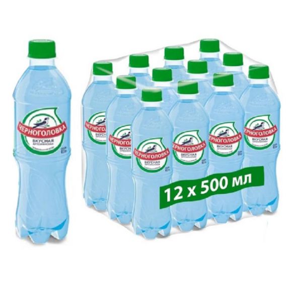 Вода минеральная Черноголовская газированная 0.5 л (12 штук в упаковке)