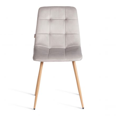 Стул CHILLY (mod. JSC-220) Велюр/металл , 44,5х52,5х88 см, Light grey (светло-серый) HLR14 / натуральный