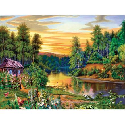 Картина стразами (алмазная мозаика) 40х50 см, ОСТРОВ СОКРОВИЩ "Домик в лесу", без подрамника, 662417 Картина стразами (алмазная мозаика) 40х50 см, ОСТРОВ СОКРОВИЩ "Домик в лесу", без подрамника, 662417