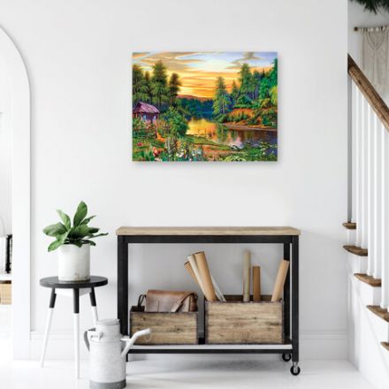 Картина стразами (алмазная мозаика) 40х50 см, ОСТРОВ СОКРОВИЩ "Домик в лесу", без подрамника, 662417 Картина стразами (алмазная мозаика) 40х50 см, ОСТРОВ СОКРОВИЩ "Домик в лесу", без подрамника, 662417