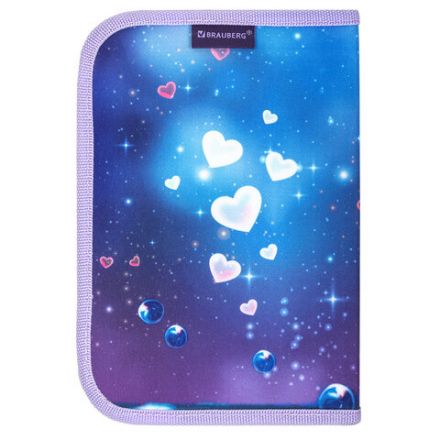 Пенал BRAUBERG, 1 отделение, 1 откидная планка, полиэстер, 21х14 см, "Anime cat", 272322