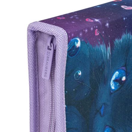 Пенал BRAUBERG, 1 отделение, 1 откидная планка, полиэстер, 21х14 см, "Anime cat", 272322