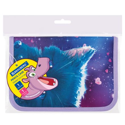 Пенал BRAUBERG, 1 отделение, 1 откидная планка, полиэстер, 21х14 см, "Anime cat", 272322