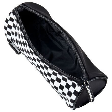 Пенал мягкий BRAUBERG, 3 отделения, нейлон, 21х7х7 см, "Black and White", 273582