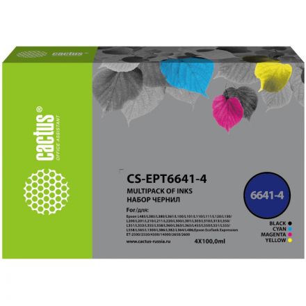 Чернила Cactus CS-EPT6641-4 T664 набор 4x100 мл для Epson L100/L200 Чернила Cactus CS-EPT6641-4 T664 набор 4x100 мл для Epson L100/L200