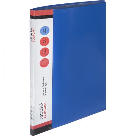Папка файловая 10 файлов, карман/кор Attache Economy Элемент А4 500мкм син Папка файловая 10 файлов, карман/кор Attache Economy Элемент А4 500мкм син