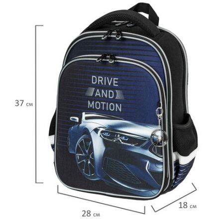 Ранец BRAUBERG QUADRO, 3 отделения, с брелоком, "Sport car", LED-ЛАМПОЧКИ, 37х28х18 см, 271359 Ранец BRAUBERG QUADRO, 3 отделения, с брелоком, "Sport car", LED-ЛАМПОЧКИ, 37х28х18 см, 271359