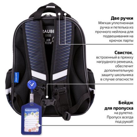 Ранец BRAUBERG QUADRO, 3 отделения, с брелоком, "Sport car", LED-ЛАМПОЧКИ, 37х28х18 см, 271359 Ранец BRAUBERG QUADRO, 3 отделения, с брелоком, "Sport car", LED-ЛАМПОЧКИ, 37х28х18 см, 271359