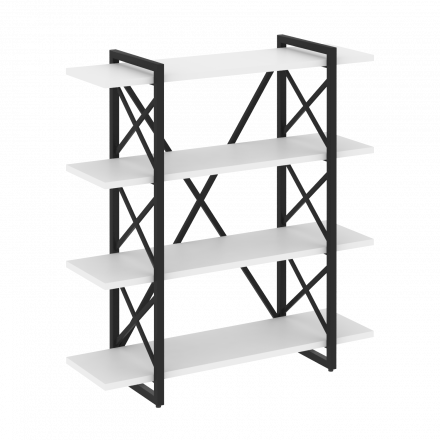 Loft Стеллаж на регулируемых опорах-4 полки VR.L-MST.O-4.8V Белый бриллиант/Чёрный металл 1200*400*1280
