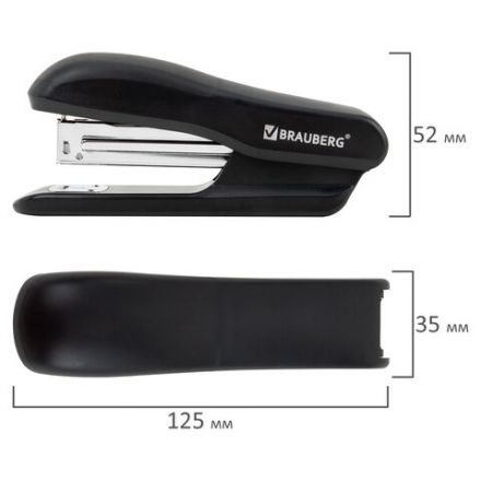 Степлер №24/6, 26/6 BRAUBERG "SX-39", до 25 листов, черный, 228590