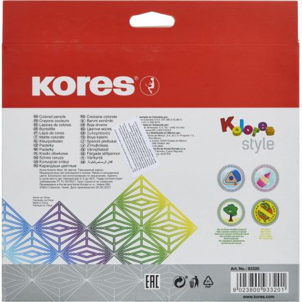 Карандаши цветные 26 цв. 3-гран, Kores Kolores Style, 93320
