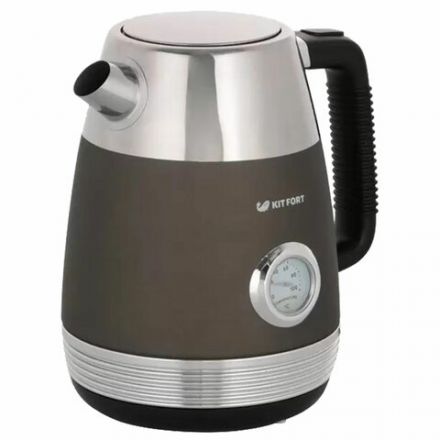 Чайник KITFORT КТ-633-1, 1,7 л, 2200 Вт, закрытый нагревательный элемент, термометр, пластик/металл, графит Чайник KITFORT КТ-633-1, 1,7 л, 2200 Вт, закрытый нагревательный элемент, термометр, пластик/металл, графит