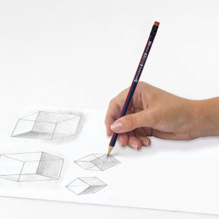 Карандаш чернографитный BRAUBERG, 1 шт., "Stripes", HB, трехгранный, с ластиком, корпус синий/красный, 181294 Карандаш чернографитный BRAUBERG, 1 шт., "Stripes", HB, трехгранный, с ластиком, корпус синий/красный, 181294