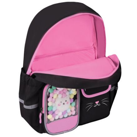 Рюкзак BRAUBERG PASTEL с термонашивками в комплекте, "Black kitty", черный, 40х29х14 см, 273128 Рюкзак BRAUBERG PASTEL с термонашивками в комплекте, "Black kitty", черный, 40х29х14 см, 273128