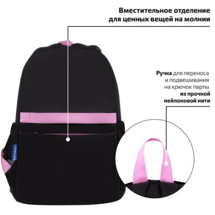 Рюкзак BRAUBERG PASTEL с термонашивками в комплекте, "Black kitty", черный, 40х29х14 см, 273128 Рюкзак BRAUBERG PASTEL с термонашивками в комплекте, "Black kitty", черный, 40х29х14 см, 273128