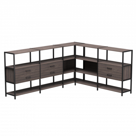 Набор стеллажных систем №15 Everprof EVO 2440x2020x1120 Дуб Пасадена/Черный