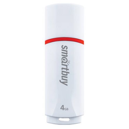 Флеш-диск 4 GB, SMARTBUY Crown, USB 2.0, белый, SB4GBCRW-W