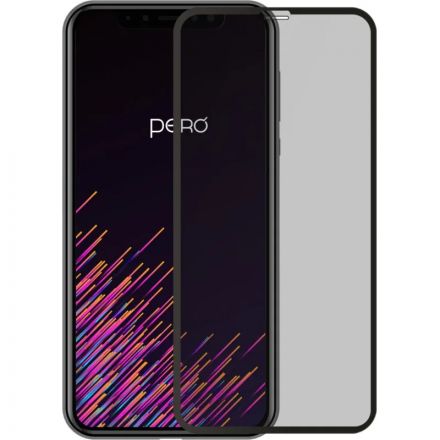 Защитное стекло PERO Full Glue Privacy для iPhone 16, черное