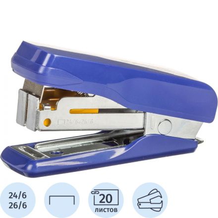 Степлер -мини Комус MSBL2420 (№24/6-26/6) до 20 лист.,металл, синий Степлер -мини Комус MSBL2420 (№24/6-26/6) до 20 лист.,металл, синий