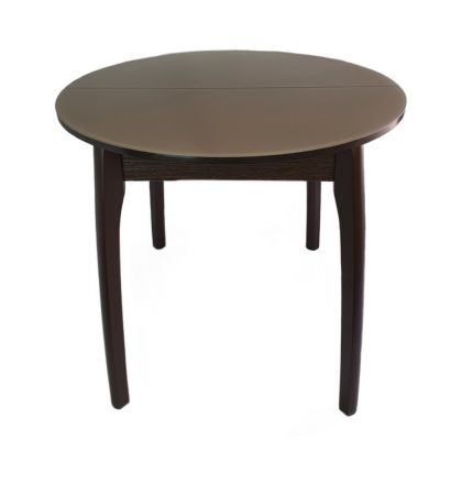 Стол В-46 D 90(125)*90 ЛДСП 16мм+стекло 4мм Капучино, вставка "бабочка", опоры массив бука венге Стол В-46 D 90(125)*90 ЛДСП 16мм+стекло 4мм Капучино, вставка "бабочка", опоры массив бука венге