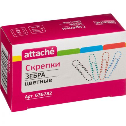 Скрепки Attache Зебра цветные полимерные 50 мм (50 шт в упаковке) Скрепки Attache Зебра цветные полимерные 50 мм (50 шт в упаковке)