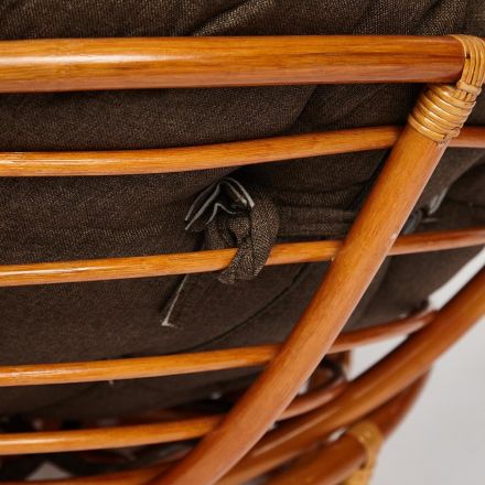 Кресло Папасан/Papasan (23/01 W) /с подушкой и ремешками/ диаметр подушки 125см, 115х101х104см, коньячный, ткань коричневый, 3м7-147