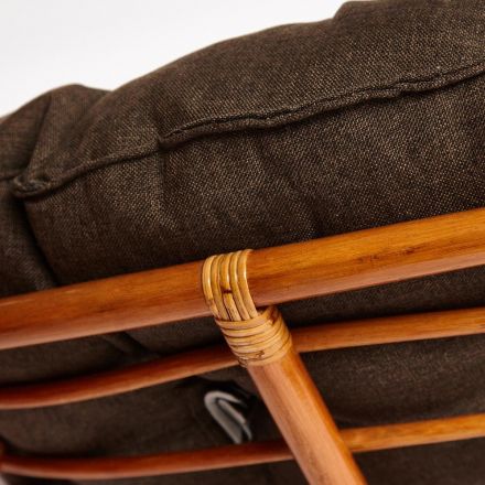 Кресло Папасан/Papasan (23/01 W) /с подушкой и ремешками/ диаметр подушки 125см, 115х101х104см, коньячный, ткань коричневый, 3м7-147