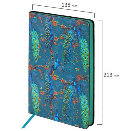 Ежедневник недатированный А5 (138х213 мм), BRAUBERG VISTA, под кожу, гибкий, 136 л., "Peacocks", 112032 Ежедневник недатированный А5 (138х213 мм), BRAUBERG VISTA, под кожу, гибкий, 136 л., "Peacocks", 112032