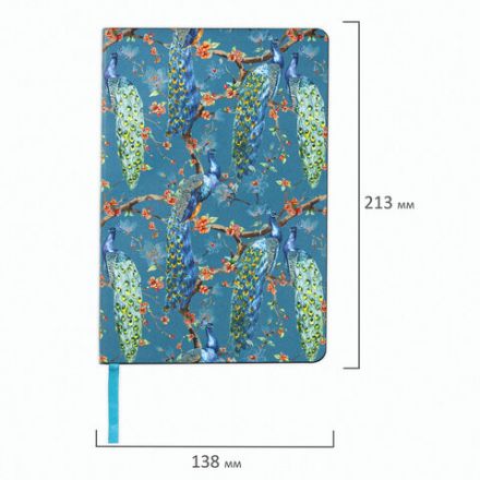 Ежедневник недатированный А5 (138х213 мм), BRAUBERG VISTA, под кожу, гибкий, 136 л., "Peacocks", 112032 Ежедневник недатированный А5 (138х213 мм), BRAUBERG VISTA, под кожу, гибкий, 136 л., "Peacocks", 112032