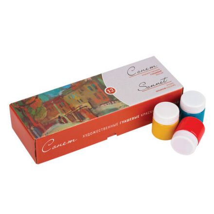 Гуашь художественная "Сонет", 12 цветов по 40 мл, Невская Палитра, 3641064