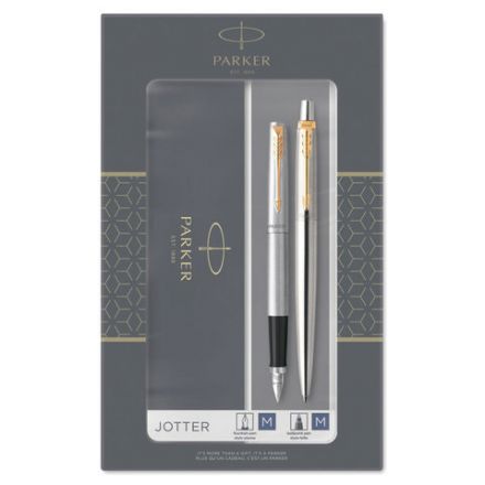 Набор PARKER "Jotter Stainless Steel GT": шариковая ручка синяя и перьевая ручка, 2093257 Набор PARKER "Jotter Stainless Steel GT": шариковая ручка синяя и перьевая ручка, 2093257