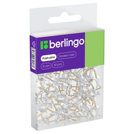 Кнопки силовые Berlingo, 50шт.,  ПВХ упак., европодвес, золото
