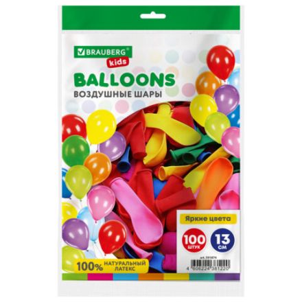 Шары воздушные маленькие 13 см, 100 штук, "ЯРКИЕ ЦВЕТА", ассорти, BRAUBERG KIDS, 591874 Шары воздушные маленькие 13 см, 100 штук, "ЯРКИЕ ЦВЕТА", ассорти, BRAUBERG KIDS, 591874