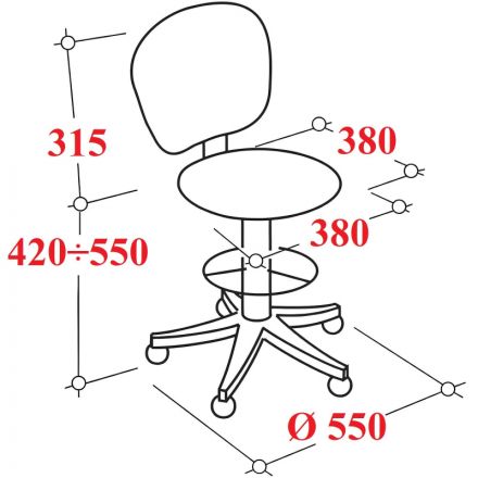 Стул лабораторный КО_EChair 231 PPU к/з черный, газлифт Стул лабораторный КО_EChair 231 PPU к/з черный, газлифт