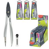 Циркуль MAPED (Франция) "Study", 120 мм, металлический, грифель 2 мм, ассорти, пенал с европодвесом, 119450 Циркуль MAPED (Франция) "Study", 120 мм, металлический, грифель 2 мм, ассорти, пенал с европодвесом, 119450