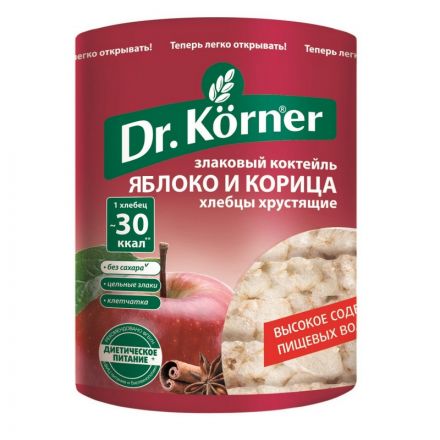 Хлебцы хрустящие Злаковый коктейль яблочный с корицей Dr.Korner 90 гр