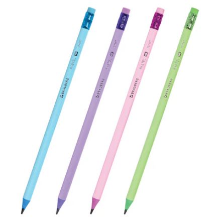 Набор карандашей чернографитных с ластиком BRAUBERG "PASTEL" 12 шт., HB, 181997 Набор карандашей чернографитных с ластиком BRAUBERG "PASTEL" 12 шт., HB, 181997