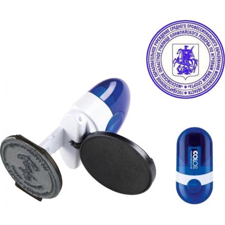 Оснастка для печати круглая Colop Pocket Stamp R40 40 мм с крышкой синяя Оснастка для печати круглая Colop Pocket Stamp R40 40 мм с крышкой синяя